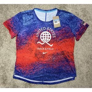 Nike USA One Women’s Dri-Fit Running Short Sleeve Top Women's Medium FJ3432-635